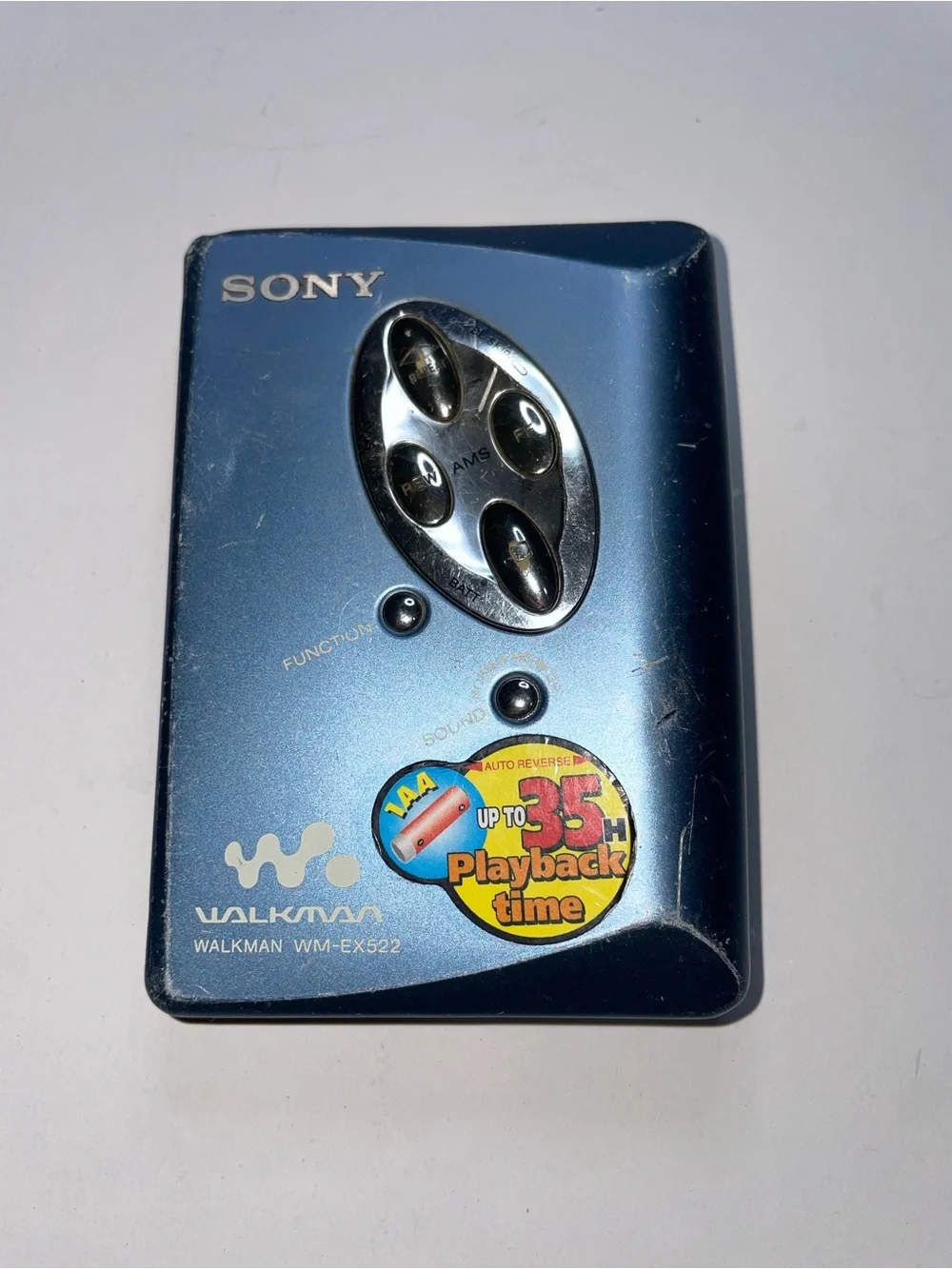 Sony Walkman WM-EX522 Blue Portable Cassette Player for parts or repair